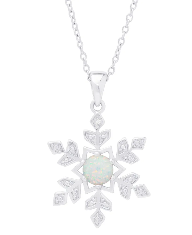 Kay Outlet Marquise & Round-Cut Swiss Blue Topaz Snowflake Necklace  Sterling Silver 18