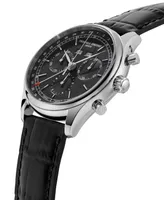 Frederique Constant Men's Swiss Chronograph Black Leather Strap Watch 40mm