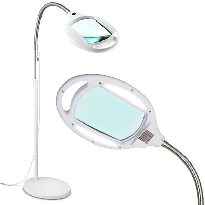 Brightech Lightview Pro Led Gooseneck Standing Magnifier Floor Lamp (1.75x) 3 Diopter