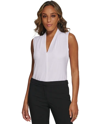 Calvin Klein Gathered V-Neck Sleeveless Top