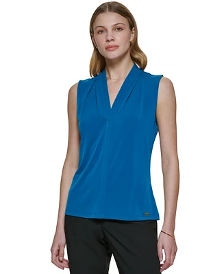 Calvin Klein Gathered V-Neck Sleeveless Top