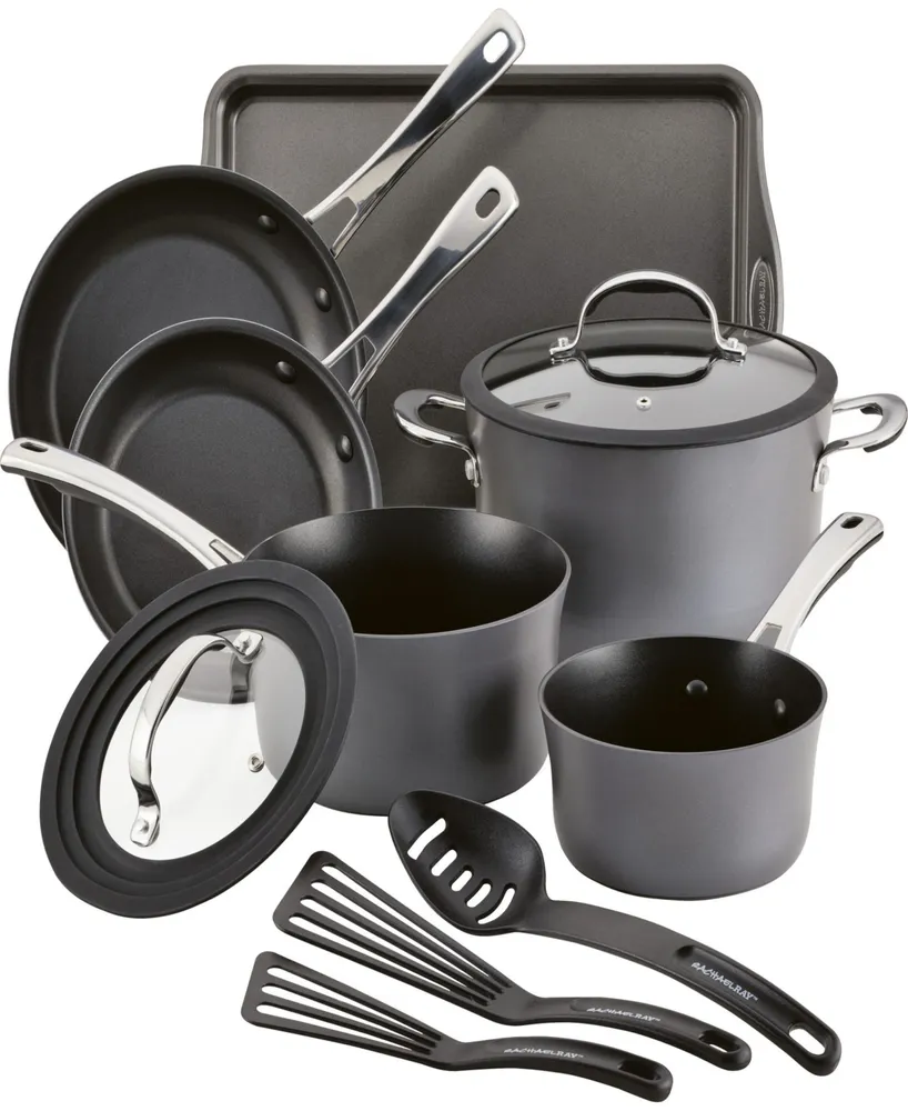 Rachael Ray Cook + Create Hard Anodized Nonstick Cookware Set, 11 Piece