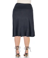 24seven Comfort Apparel Plus A Line Elastic Waist Skirt