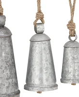 Rosemary Lane Black Metal Bohemian Decorative Cow Bell with Jute Hanging Rope Set 3 Pieces