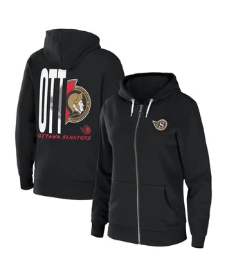 Women's Wear by Erin Andrews Black Ottawa Senators Sponge Fleece Full-Zip Hoodie