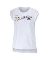 Women's Wear by Erin Andrews White Colorado Avalanche Greetings From Muscle T-shirt