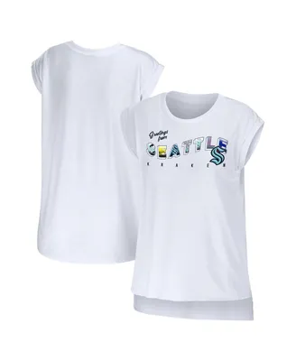 Women's Wear by Erin Andrews White Seattle Kraken Greetings From Muscle T-shirt
