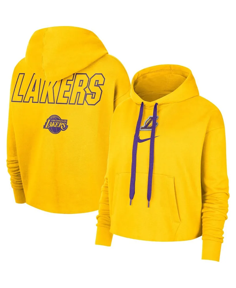 Women's Nike Gold Los Angeles Lakers Courtside Cropped Pullover Hoodie