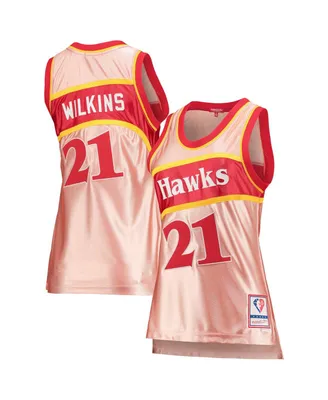 Women's Mitchell & Ness Dominique Wilkins Pink Atlanta Hawks 75th Anniversary Rose Gold 1986 Swingman Jersey