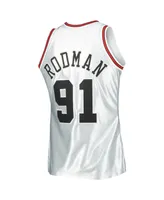 Men's Mitchell & Ness Dennis Rodman Platinum Chicago Bulls 1997-98 Hardwood Classics 75th Anniversary Swingman Jersey