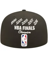 Men's New Era Black San Antonio Spurs 5x Nba Finals Champions Crown 59FIFTY Fitted Hat