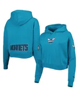 Women's Pro Standard Teal Charlotte Hornets Classic Fleece Cropped Pullover Hoodie