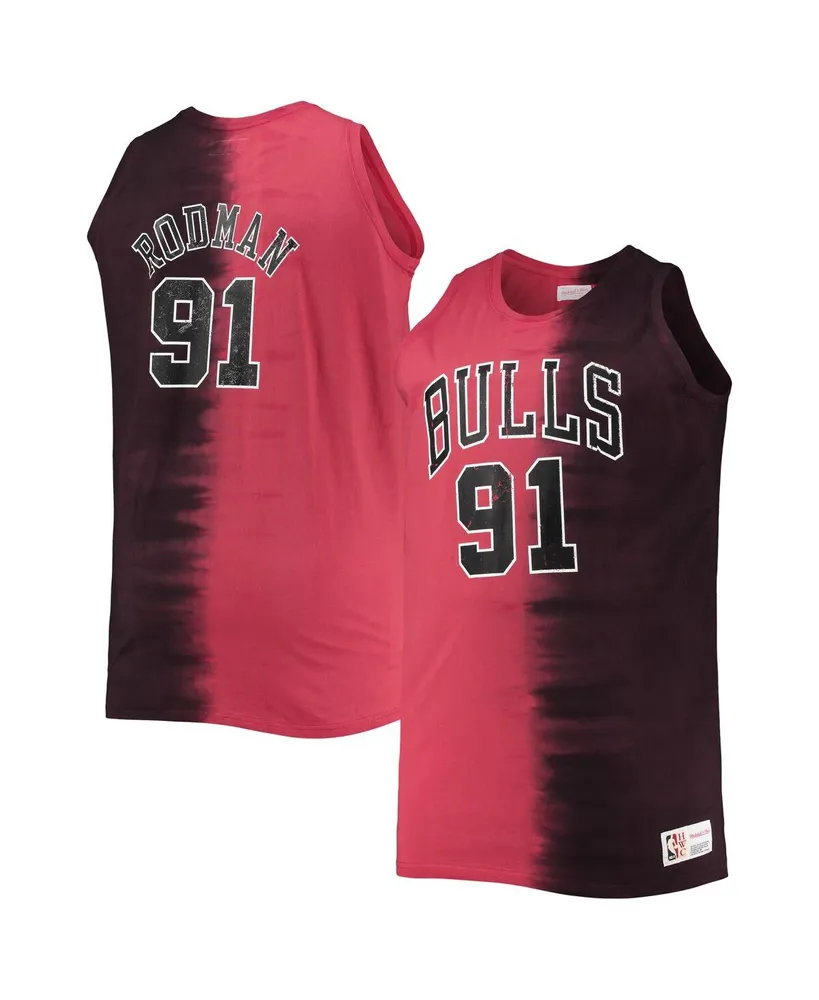 Men's Mitchell & Ness Dennis Rodman Black, Red Chicago Bulls Big and Tall Profile Tie-Dye Player Tank Top