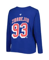 Women's Mika Zibanejad Blue New York Rangers Plus Name and Number Long Sleeve T-shirt