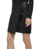 Dkny Petite Envelope Faux-Leather Skirt