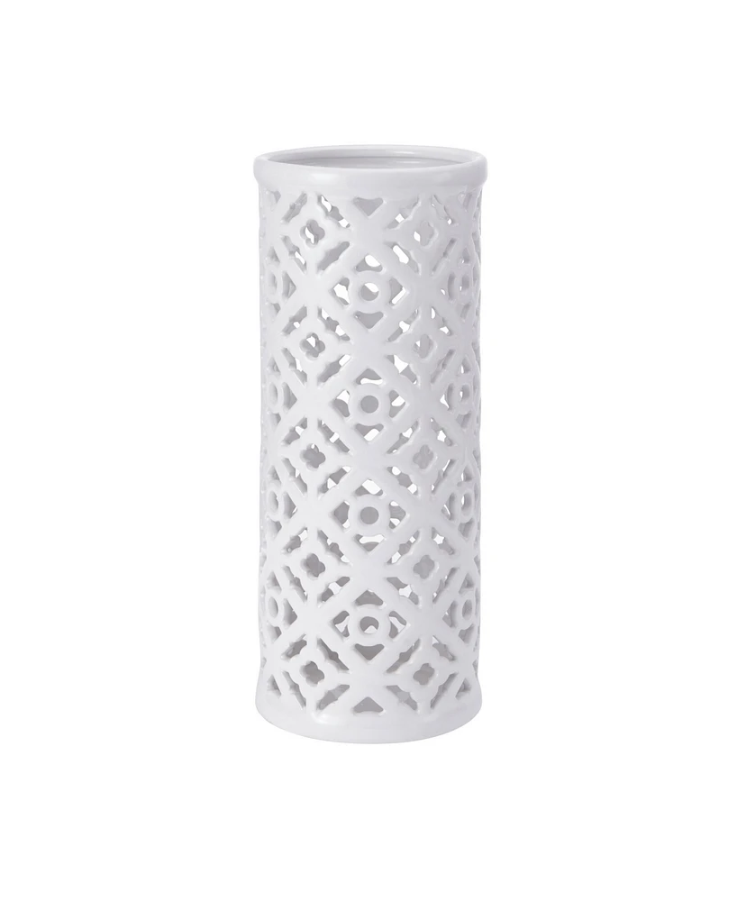 Elements Pierced Quadrefoil Ceramic Lantern