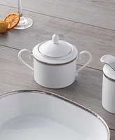 Noritake Whiteridge Platinum Sugar Bowl W/ Cover, 11 Oz.