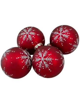 Northlight 3.25" Matte Glass Ball Christmas Ornaments 80mm, Set of 4