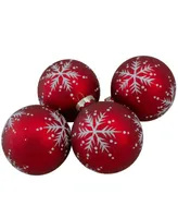 Northlight 3.25" Matte Glass Ball Christmas Ornaments 80mm, Set of 4