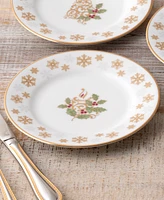 Holly Berry Gold Set of 4 Assorted Appetizer Plates, 6-1/4"
