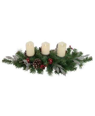 Northlight Frosted Pine Cone and Berries Artificial Christmas Candle Holder Centerpiece, 32"