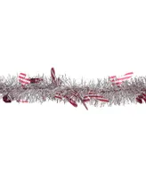 Northlight Unlit Christmas Candy Cane Wrapped Tinsel Garland - Silver