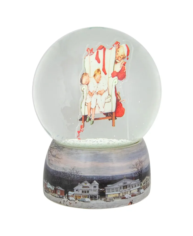 Northlight Norman Rockwell Santa Looking at Two Sleeping Children Christmas Snow Globe, 6.5"