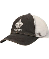 Men's '47 Brown, Natural Pittsburgh Steelers Oil Cloth Trucker Clean Up Adjustable Hat