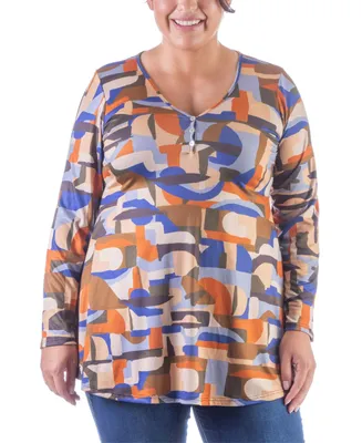 24seven Comfort Apparel Plus Size V-neck Tunic Top