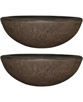 Sunnydaze Decor 20.75 in Percival Round Polyresin Planter - Sable Finish