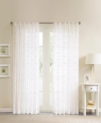 Madison Park Gemma Sheer Embroidered Window Curtain, 84 inches long Single Panel Curtain, Width 50 curtains sheer for Bedroom and Living Room, Easy To