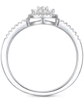 Promised Love Diamond Baguette & Round Teardrop Cluster Ring (1/4 ct. t.w.) in Sterling Silver