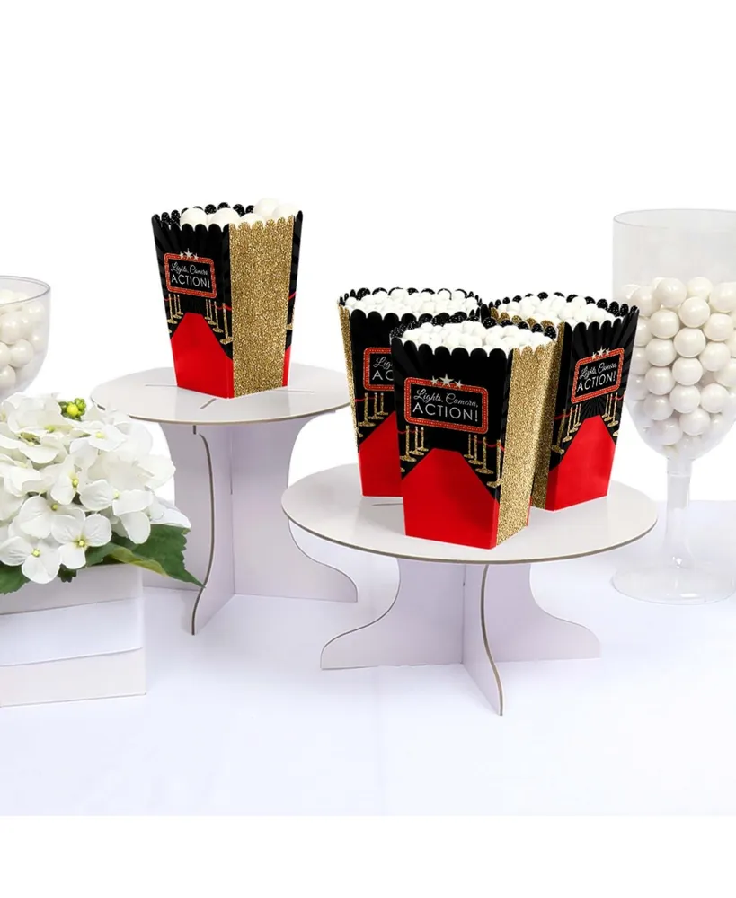 Red Carpet Hollywood - Movie Night Party Favor Popcorn Treat Boxes - Set of 12