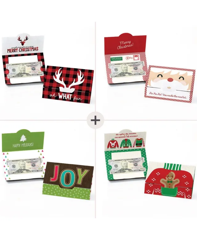  Big Dot of Happiness Assorted Red and Green Holiday -  Christmas Money and Gift Card Sleeves - Nifty Gifty Card Holders - Set of 8  : Office Products