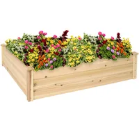 Sunnydaze Decor Wooden Fir Square Raised Garden Bed - 48 in - Natural