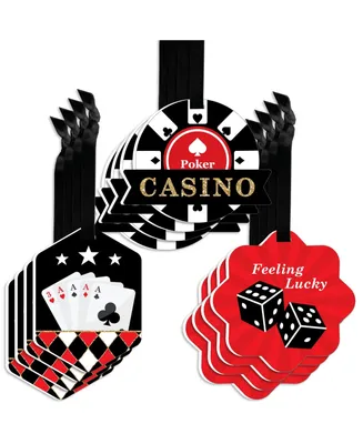 Las Vegas - Assorted Hanging Casino Party Favor Tags - Gift Tag Toppers - 12 Ct