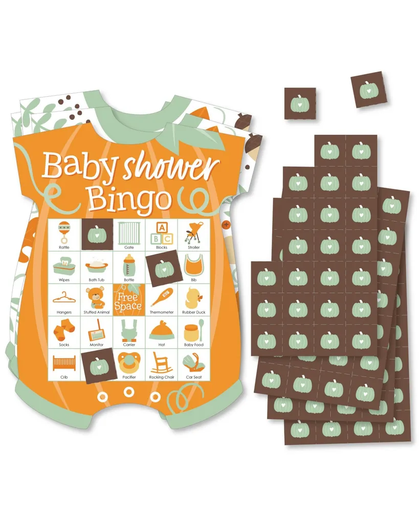 Big Dot of Happiness Little Pumpkin - Picture Bingo Cards and Markers -  Fall Baby Shower Shaped Bingo Game - Set of 18 | Plaza Del Caribe