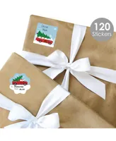 Merry Little Christmas Tree Party Gift Tag Labels - To and From 120 Stickers
