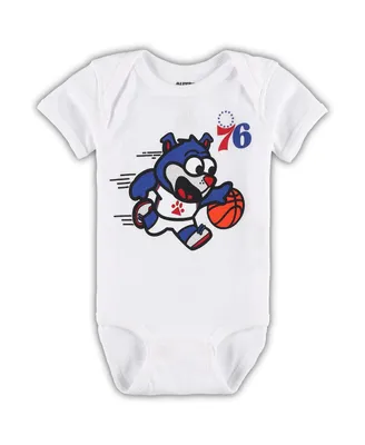 Infant Boys and Girls White Philadelphia 76ers Mascot Bodysuit