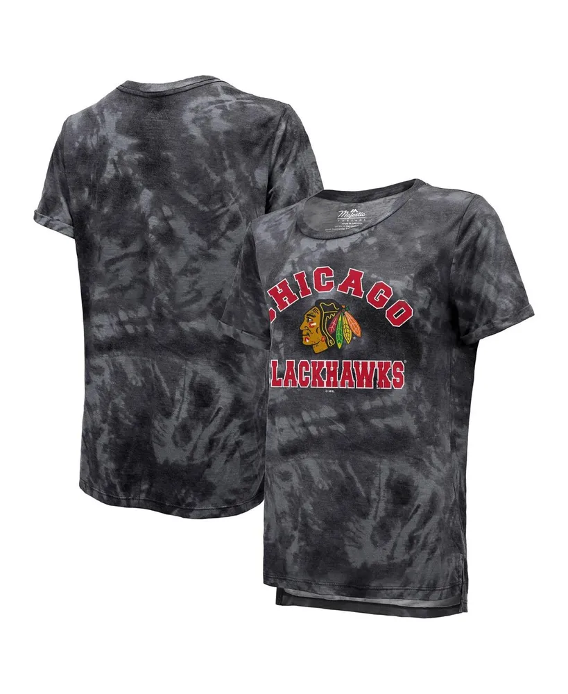 Men's Majestic Threads Heathered Red Chicago Blackhawks Ringer