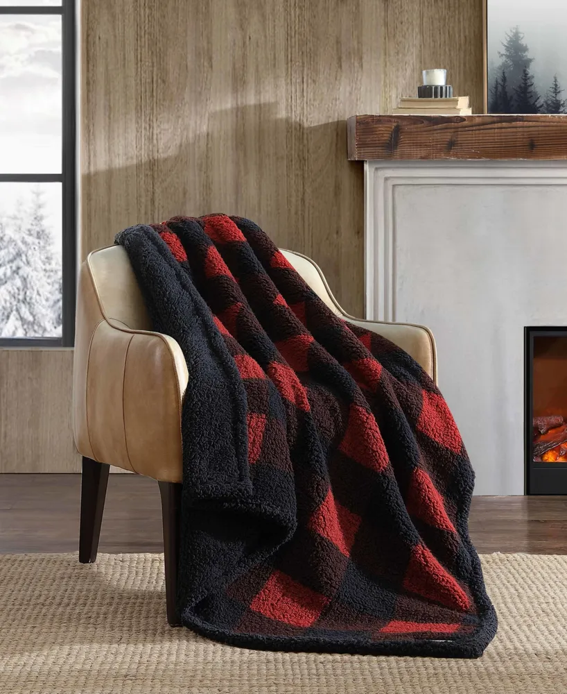 Eddie Bauer Faux Shearling Reversible Throw Blanket