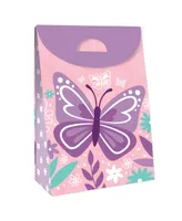 Big Dot of Happiness Beautiful Butterfly - Floral Baby Shower or Birthday Gift Favor Bags - Party Goodie Boxes - Set of 12
