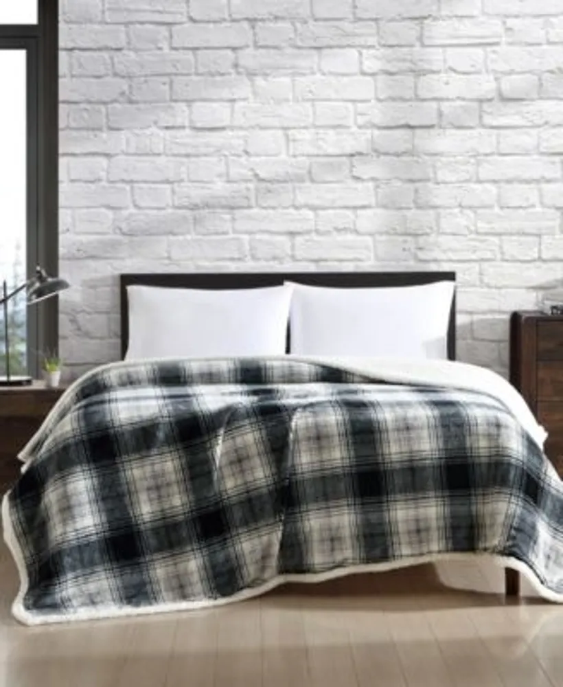 Closeout Eddie Bauer Vail Plaid Ultra Soft Plush Fleece Blanket Collection