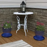 Ceramic Outdoor Flower Pot Saucers Set of 4 - Uv- and Frost-Resistant - Imperial Blue Glazed Finish