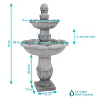 Sunnydaze Decor French Garden Reinforced Concrete Outdoor 2-Tier Water Fountain