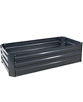 11.75" H Raised Metal Garden Bed - Galvanized Raised Garden Bed Outdoor for Vegetables and Flowers - Dark Gray - 4' x 2' Rectangle