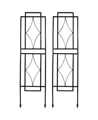 30-Inch Contemporary Metal Garden Trellis for Climbing Plants - Decorative Outdoor Plant Trellis - Set of 2