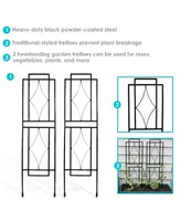 30-Inch Contemporary Metal Garden Trellis for Climbing Plants - Decorative Outdoor Plant Trellis - Set of 2