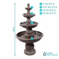 Sunnydaze Decor Mediterranean Resin Outdoor 4-Tier Water Fountain