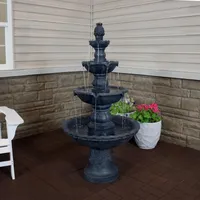 Sunnydaze Decor Pineapple Resin Outdoor 4-Tier Water Fountain